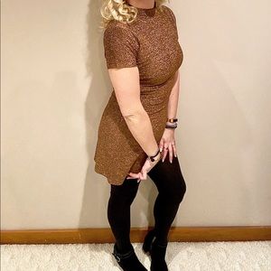 Gold glitter mock turtleneck dress